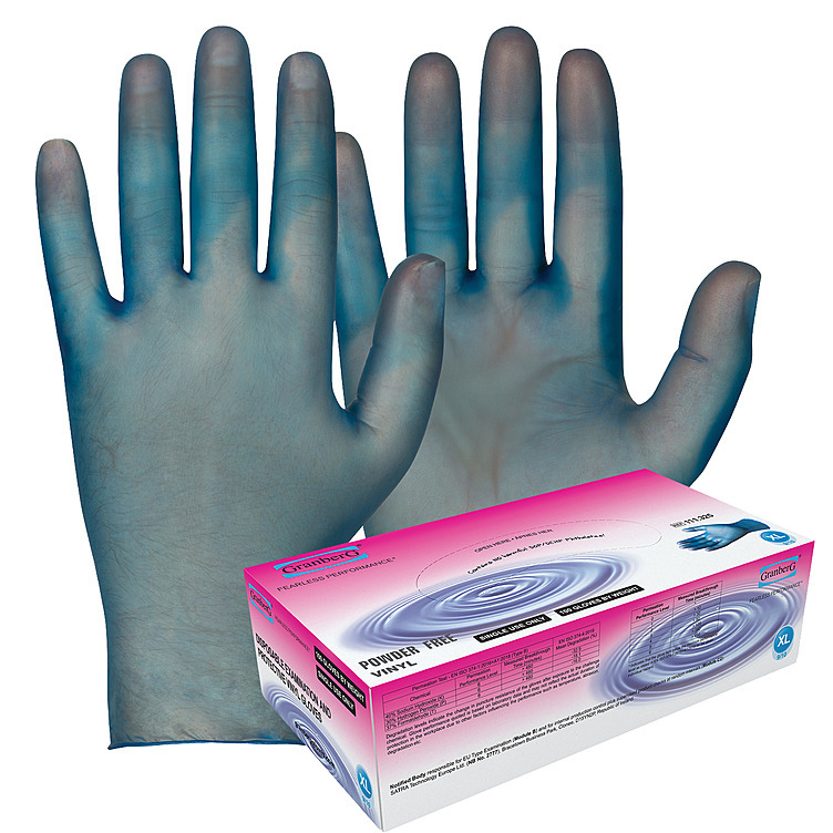 Engangshansker vinyl/pvs blå m   100stk