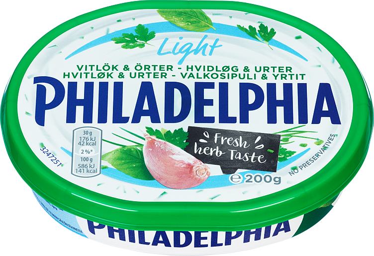 Philadelphia kremost light hvitløk & urter  200g