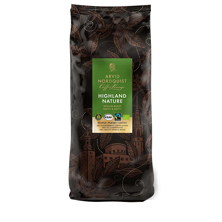 Kaffe highland nature hele bønner økol.&fairtrade 1kg