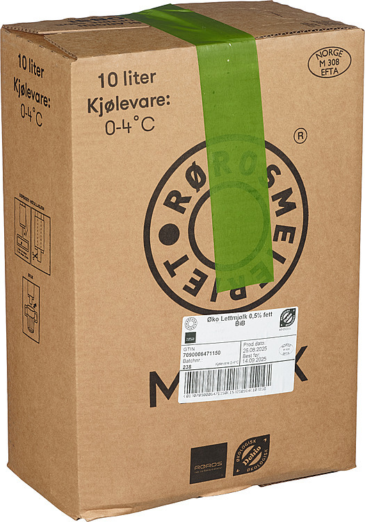 Lettmjølk 0,7% fett økol. bag 10l