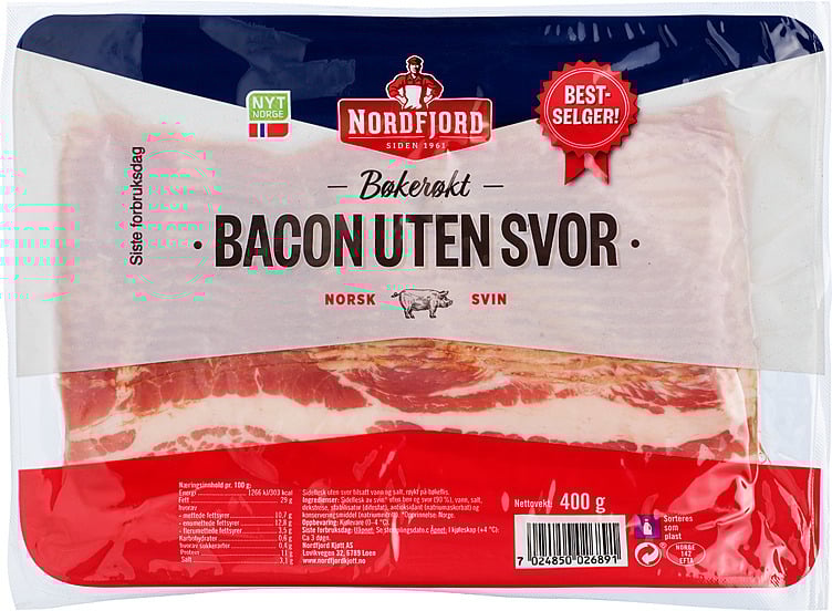Bacon skivet u/svor 400g