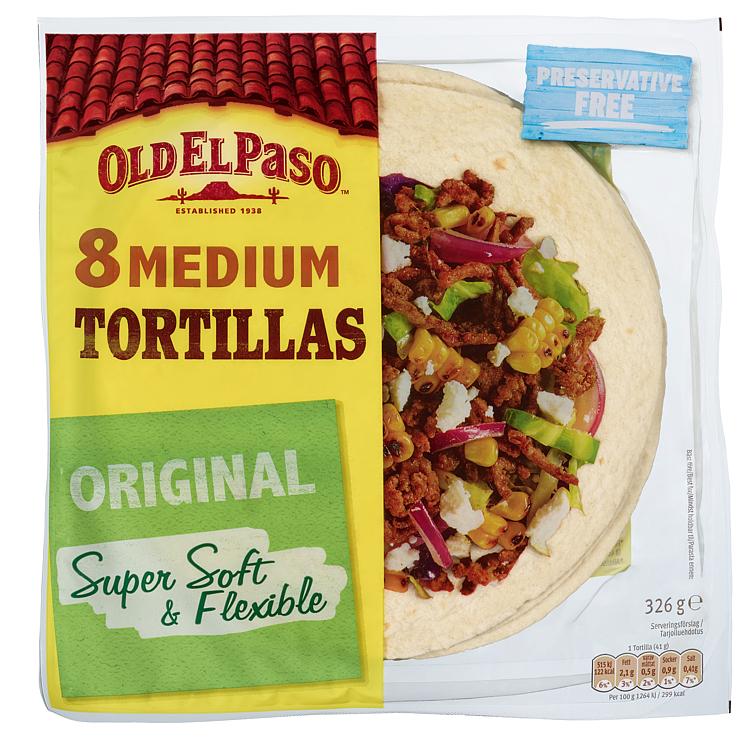 Old el paso tortillas 8stk   326g