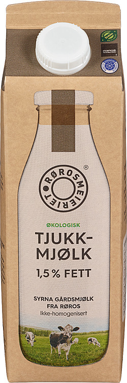 Tjukkmjølk fra røros økol. 1,5% fett   1l