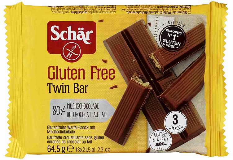 Sjokolade twin bar 3-pack glutenfri  64,5g