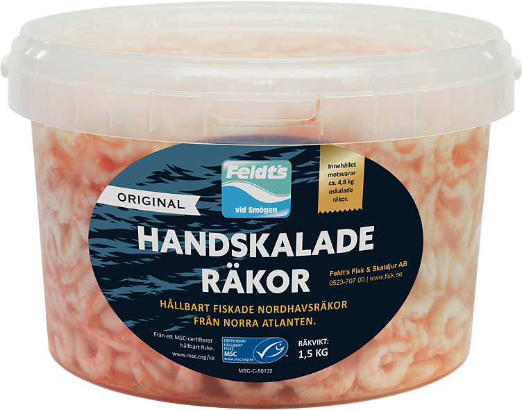 Feldts håndpillede reker i lake    1,5kg