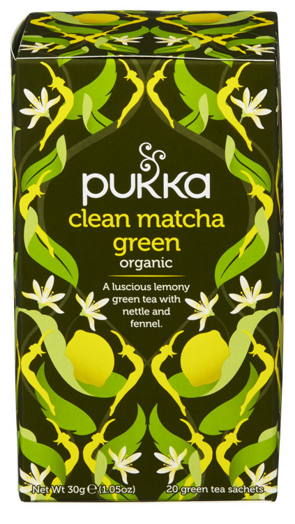 Pukka clean matcha green grønn te  økol.   20stk