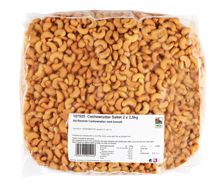 Cashewnøtter saltet 2,5kg
