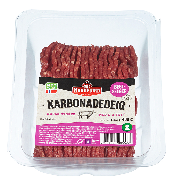 Kvernet deig av storfe 5% 400g