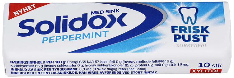 Solidox tyggis frisk pust peppermint 10p 14g