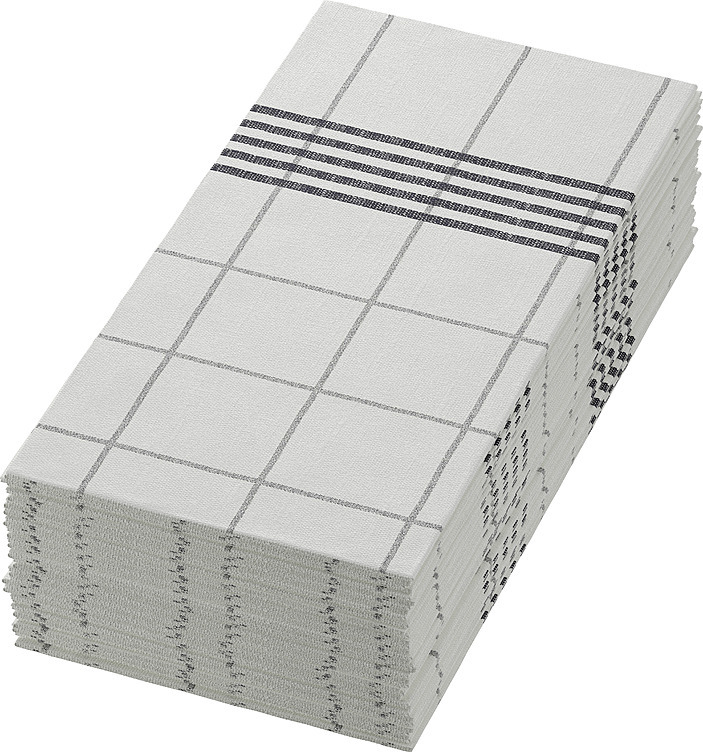 Serviett towel napkin m.grå ruter 1/8br   60stk