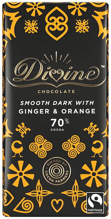 70% dark chocolate with ginger and orange    90g