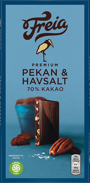 Premium mørk 70% pekan & havsalt 100g