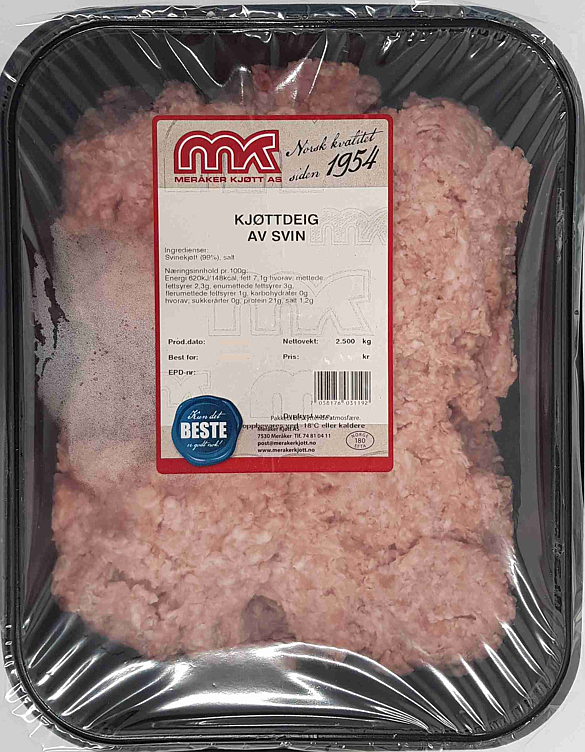 Kjøttdeig av svin   2,5kg