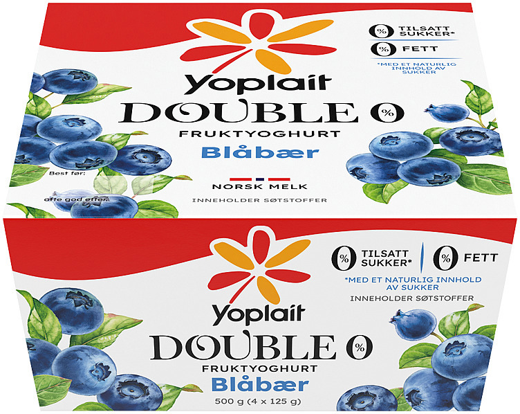 Yoplait blåbær 00%   4x125g