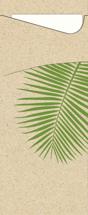 Sacchetto leaf m/serviett 2lags 33cm hvit 100stk