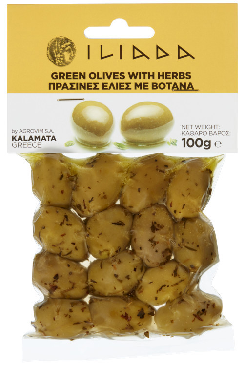 Olives green with herbs 100g