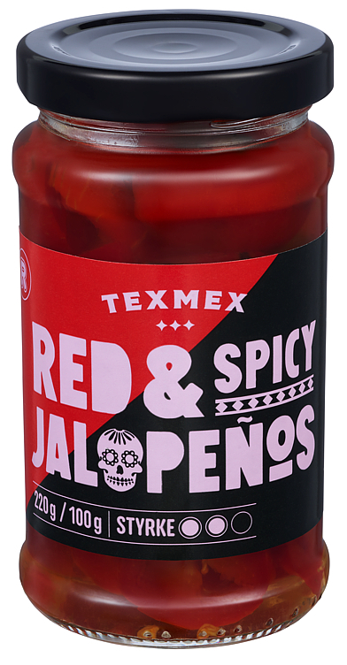 Jalapeños rød i skiver   220g