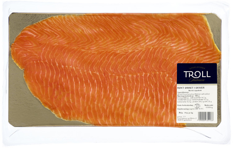 Røkt ørret i skiver 500g