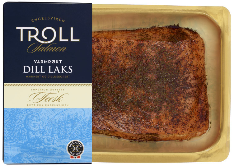 Varmrøkt dill-laks bit kg