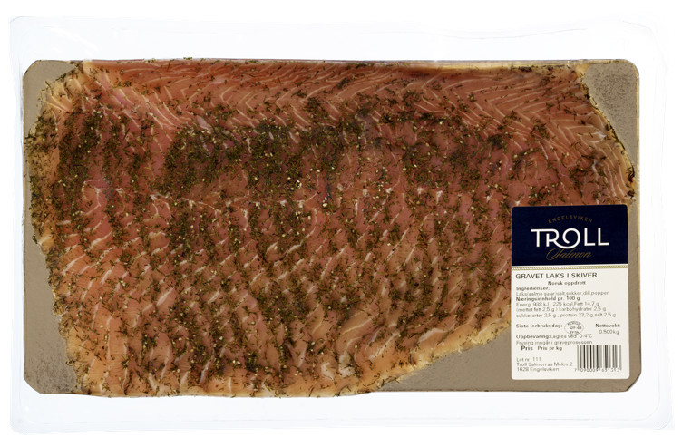 Gravet laks i skiver 500g