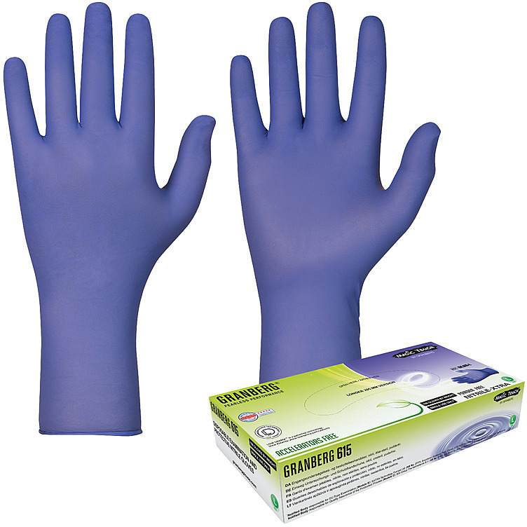 Engangshanske nitril akselratorfri blå l 29,5cm 100stk