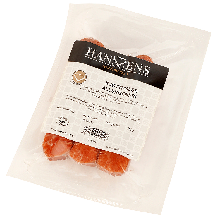 Sausage allergy-free w/o skin 3pac   240g