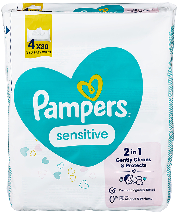 Pampers wipes sensitive wipes 4pack  320stk