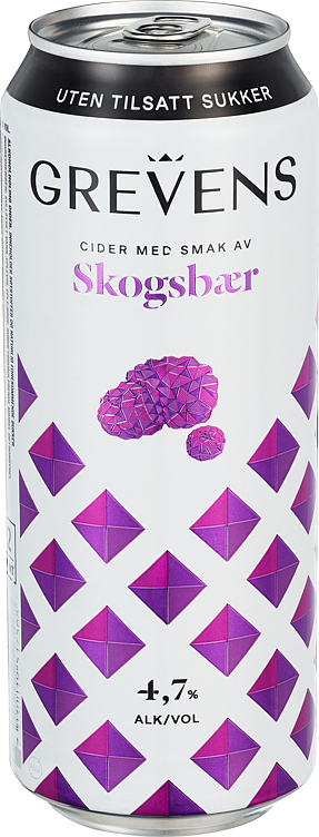 Grevens cider skogsbær uten sukker bx   4,7%   24x50cl