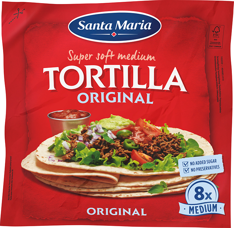 Tex mex tortilla original medium (8pack)    320g