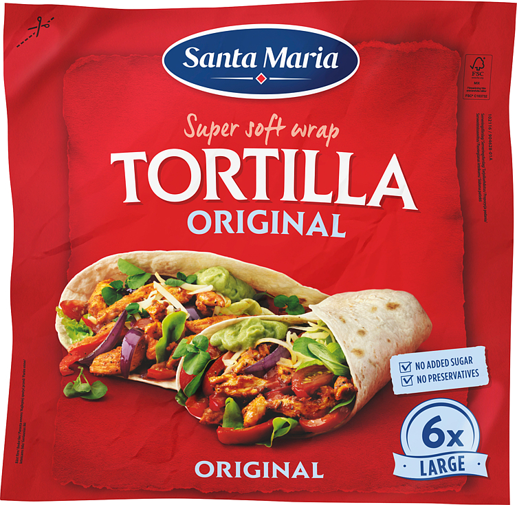 Tex mex tortilla original large (6pack)    371g