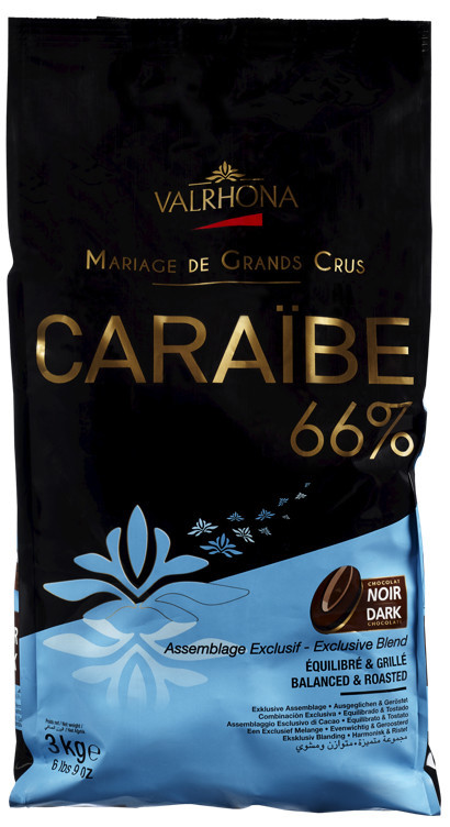 Valrhona mørk sjokolade caraibe 66%     3kg