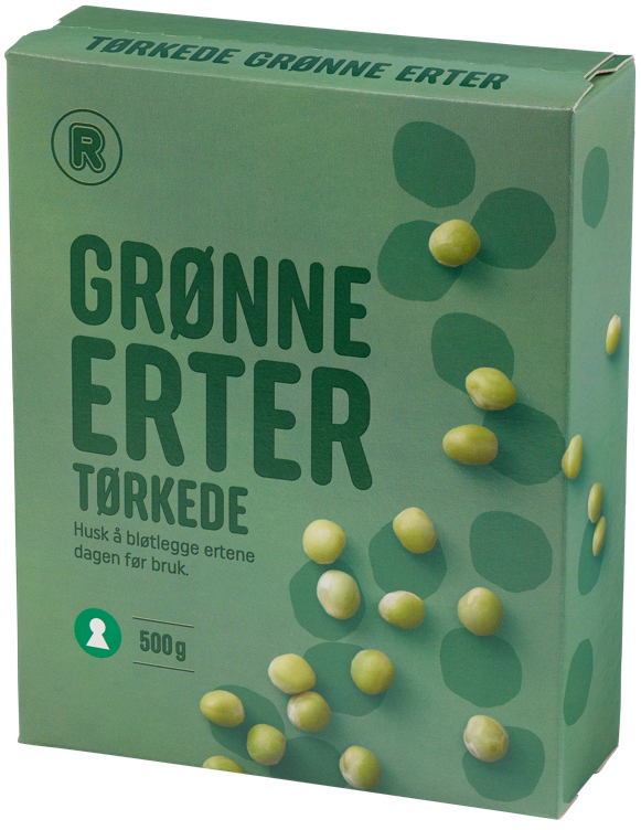 Erter grønne tørkede 500g