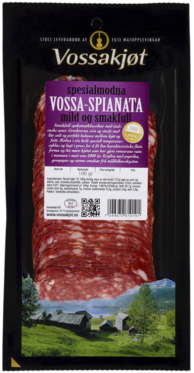 Vossa spianata skivet 100g