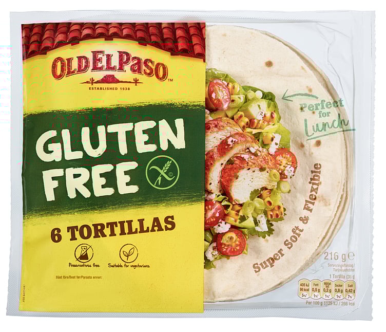 Tortilla glutenfri  6stk  216g