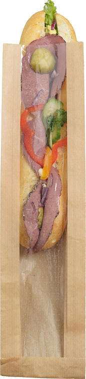 Baguettpose m/vind natur 350x90x45mm  250stk