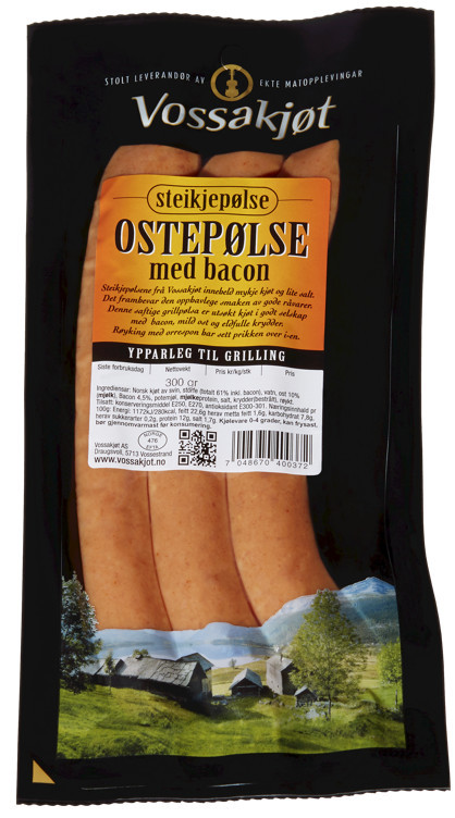 Ostepølse med bacon 300g