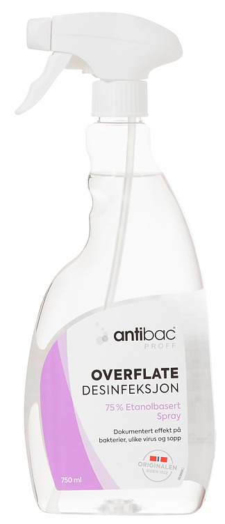 Desinfeksjonsspray overflate antibac 75% 750ml