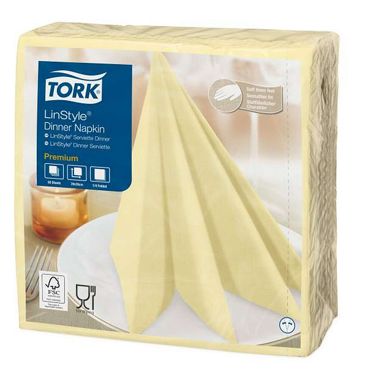 Middagsserviett linstyle champagne 39cm 50stk