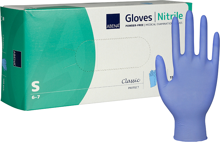 Engangshanske s, blå, nitril, pudderfri 150stk