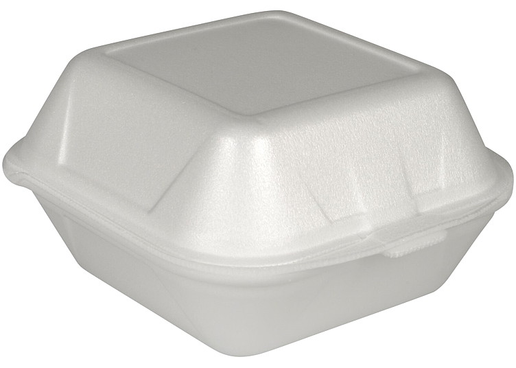 Hamburgerboks 13.5x12.5x7cm eps m/hengslet lokk hvit 100stk