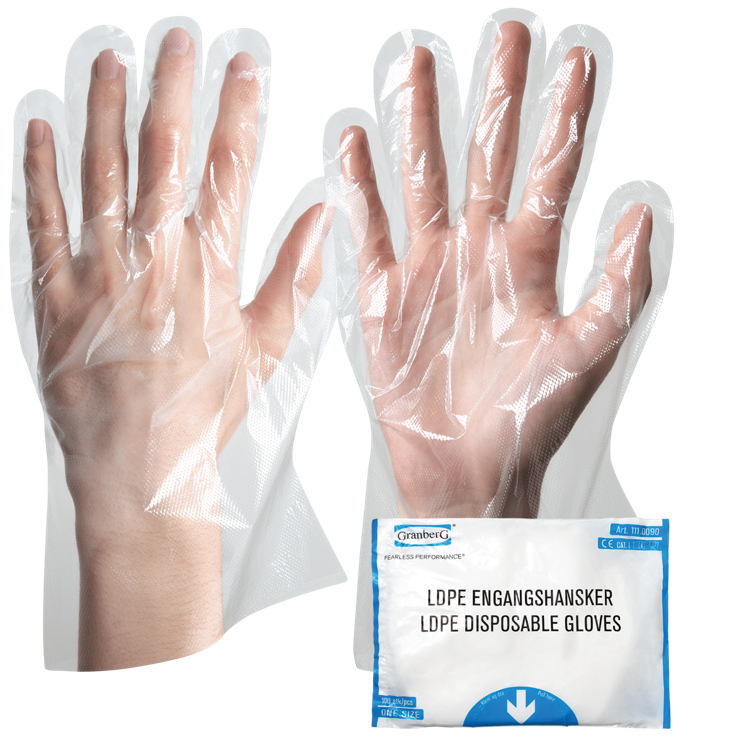 Engangshanske ldpe tekstruert overflate tran. onesize 100stk