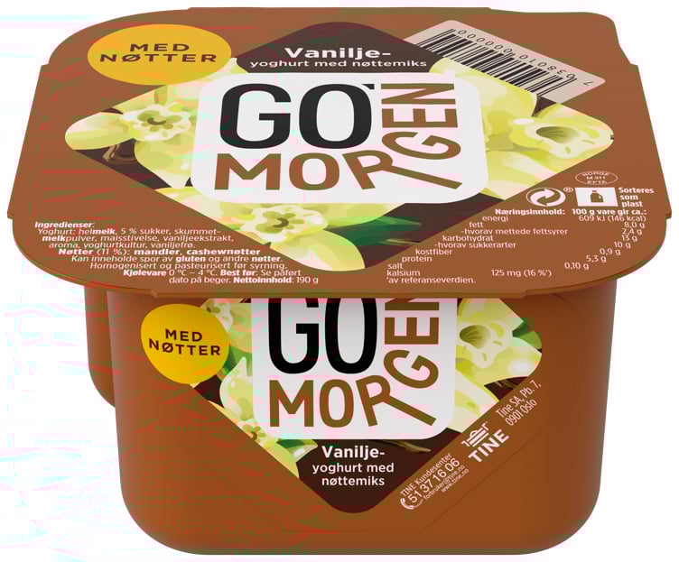 Go morgen yoghurt vanilje/nøtter 190g