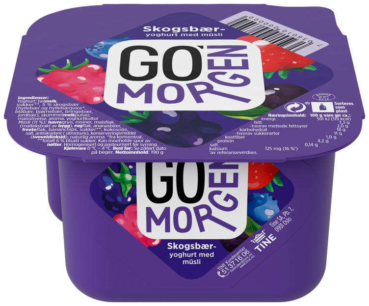 Go morgen yoghurt skogsbær/müsli 190g