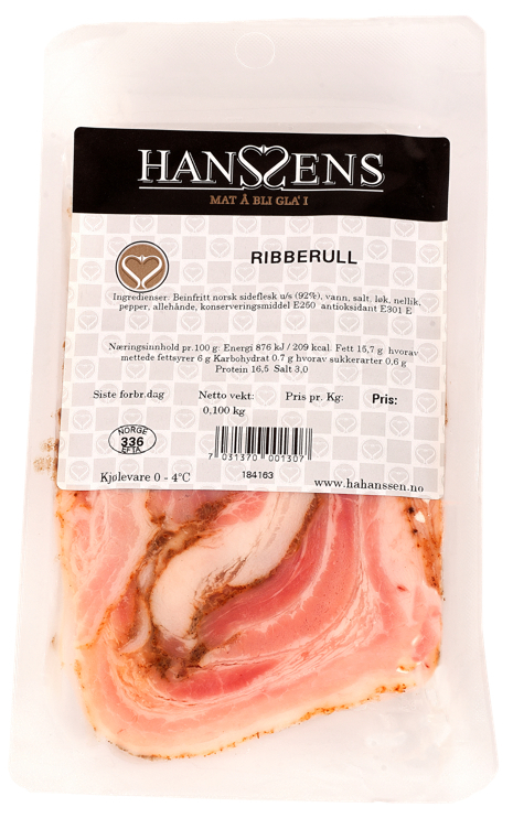 Pork rib roll sliced 100g