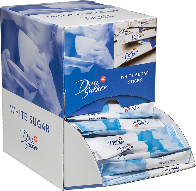 Sukker sticks hvitt display 225x4g