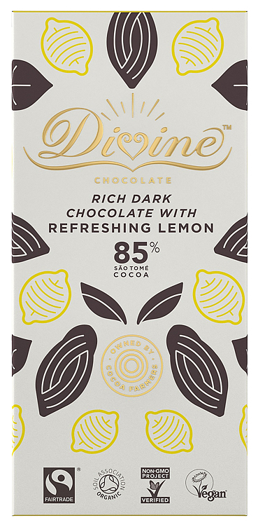 Dark chocolate 85% w/lemon, økol. 80g