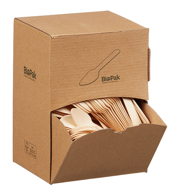 Vokset tre kaffe skje 11cm dispenser 400stk