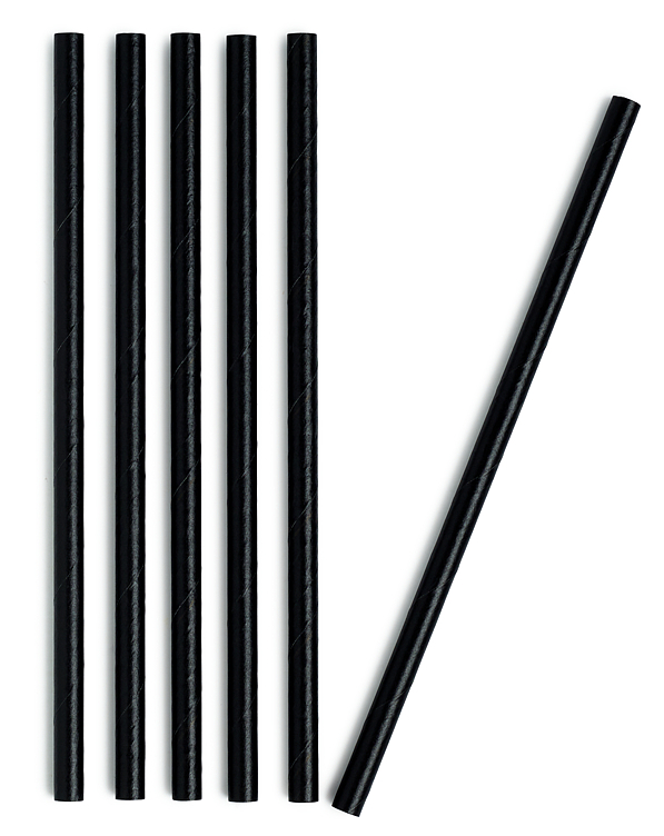Sugerør cocktail papir sort 150mmø6mm 100stk