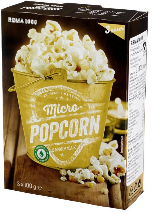 Micropopcorn m/smør   3x100g
