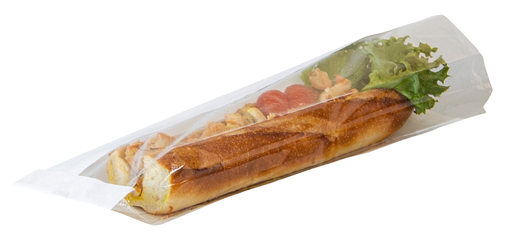Baguette bag w/window white 38x45x100mm   1000pce